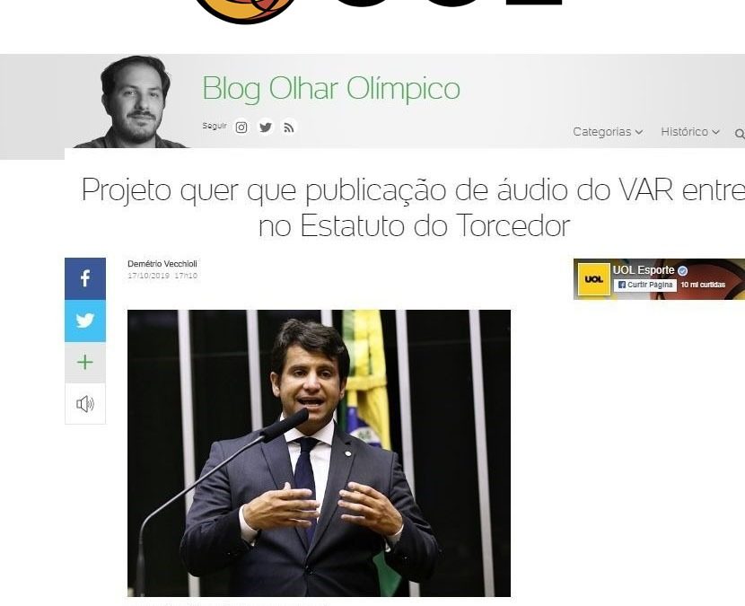 UOL – Projeto quer que publicação de áudio do VAR entre no Estatuto do Torcedor