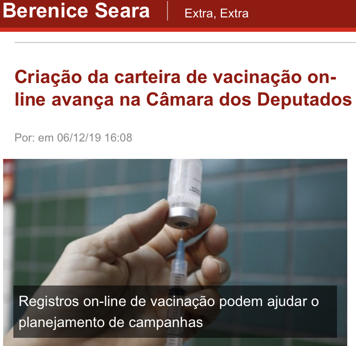 Extra, Extra – Carteira de Vacinação Online