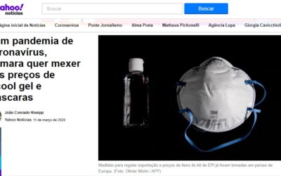 Com pandemia de coronavírus, Câmara quer mexer nos preços de álcool gel e máscaras
