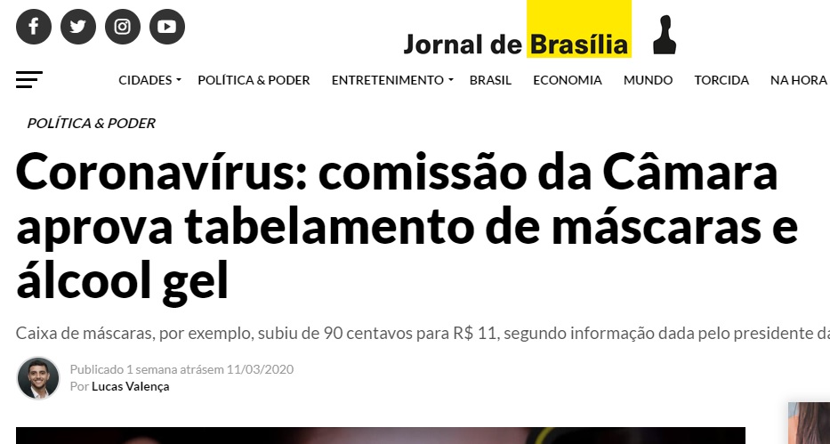 Coronavírus: comissão da Câmara aprova tabelamento de máscaras e álcool gel