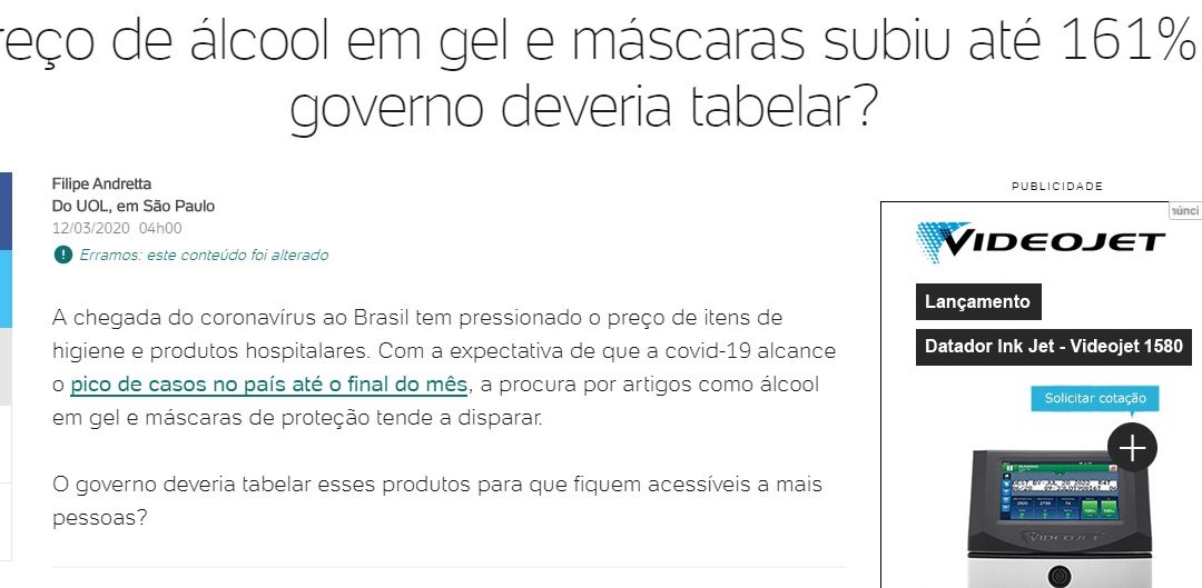 Preço de álcool em gel e máscaras subiu até 161%; governo deveria tabelar?