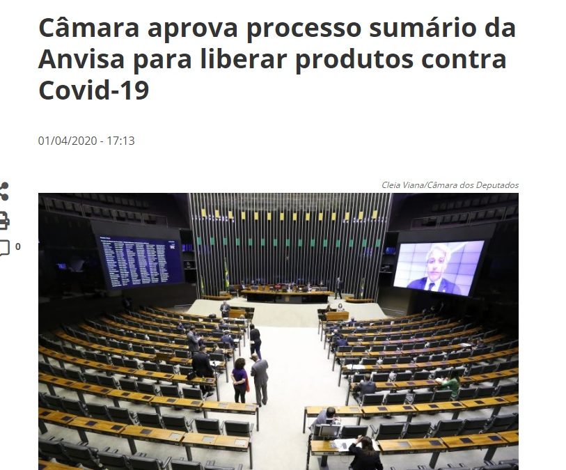 Câmara aprova processo sumário da Anvisa para liberar produtos contra Covid-19