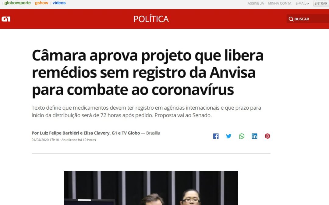 Câmara aprova projeto que libera remédios sem registro da Anvisa para combate ao coronavírus