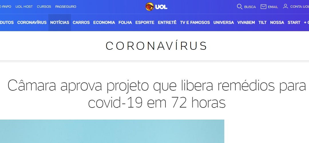Câmara aprova projeto que libera remédios para covid-19 em 72 horas