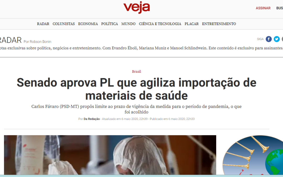 Senado aprova PL que agiliza importação de materiais de saúde
