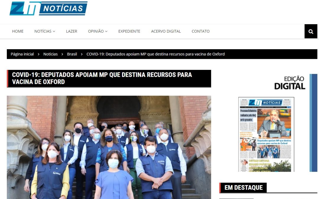 COVID-19: DEPUTADOS APOIAM MP QUE DESTINA RECURSOS PARA VACINA DE OXFORD