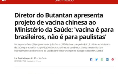 Diretor do Butantan apresenta projeto de vacina chinesa ao Ministério da Saúde: ‘vacina é para brasileiros, não é para paulistas’
