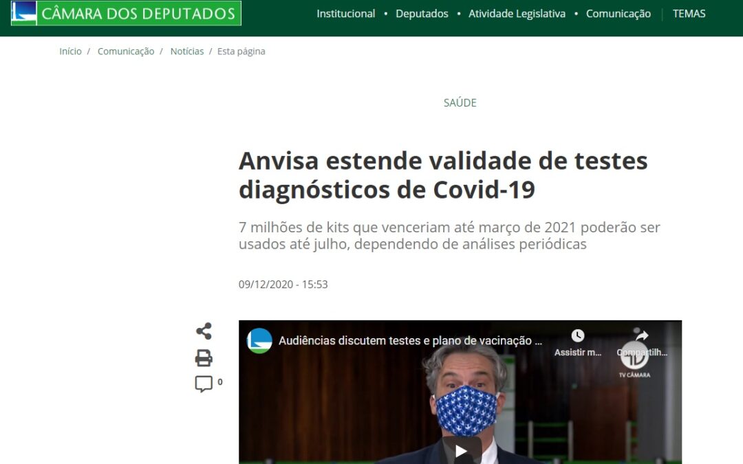 Anvisa estende validade de testes diagnósticos de Covid-19