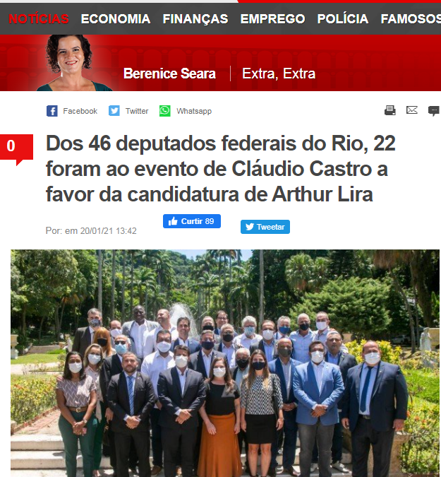 Dos 46 deputados federais do Rio, 22 foram ao evento de Cláudio Castro a favor da candidatura de Arthur Lira