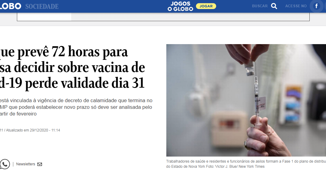 Lei que prevê 72 horas para Anvisa decidir sobre vacina de Covid-19 perde validade dia 31
