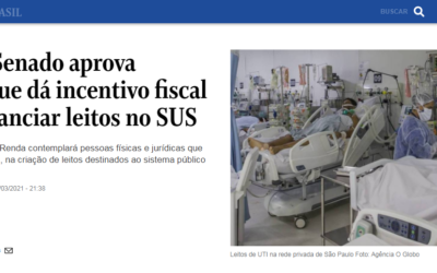 Covid-19: Senado aprova proposta que dá incentivo fiscal a quem financiar leitos no SUS