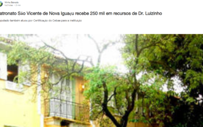 Patronato São Vicente de Nova Iguaçu recebe 250 mil em recursos de Dr. Luizinho